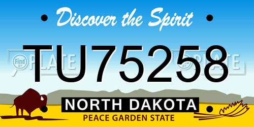 TU75258 North Dakota License Plate