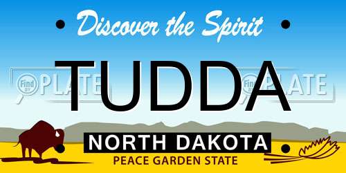 TUDDA North Dakota License Plate