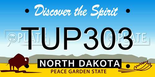 TUP303 North Dakota License Plate
