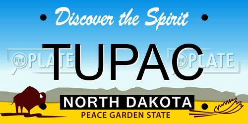 TUPAC North Dakota License Plate