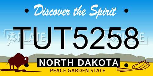 TUT5258 North Dakota License Plate