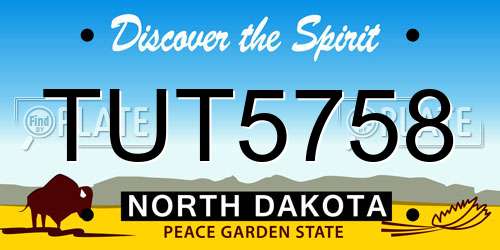 TUT5758 North Dakota License Plate