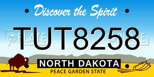 TUT8258 North Dakota License Plate