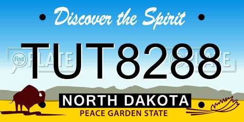 TUT8288 North Dakota License Plate