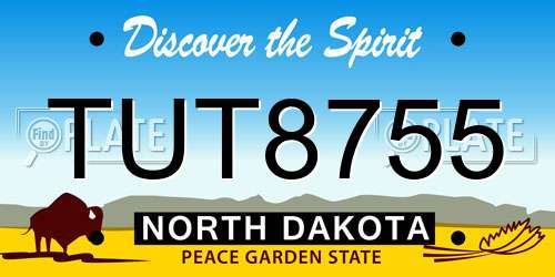 TUT8755 North Dakota License Plate