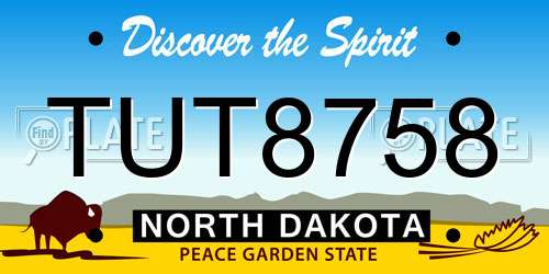 TUT8758 North Dakota License Plate