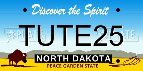 TUTE25 North Dakota License Plate