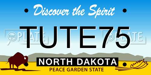 TUTE75 North Dakota License Plate