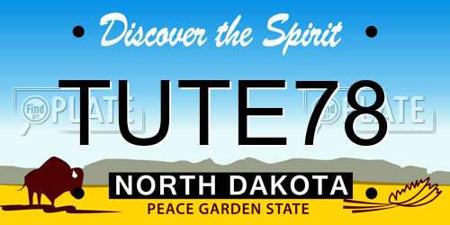 TUTE78 North Dakota License Plate