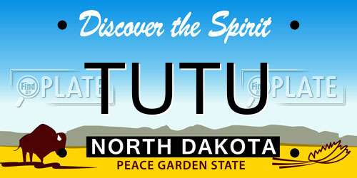 TUTU North Dakota License Plate