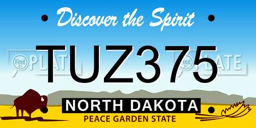 TUZ375 North Dakota License Plate