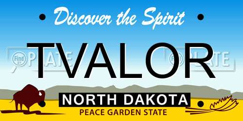 TVALOR North Dakota License Plate