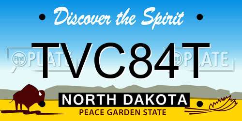 TVC84T North Dakota License Plate