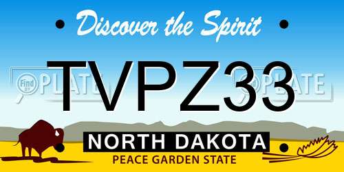 TVPZ33 North Dakota License Plate