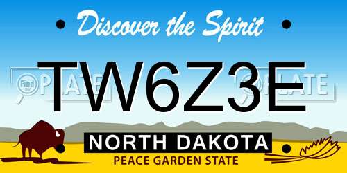TW6Z3E North Dakota License Plate