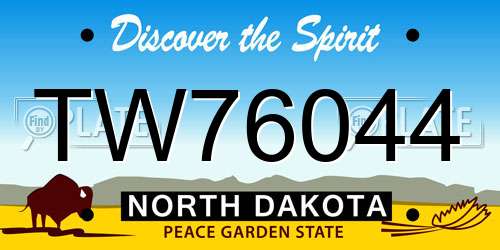 TW76044 North Dakota License Plate