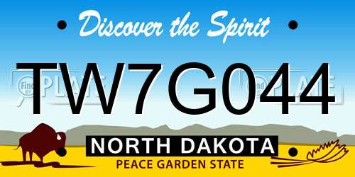 TW7G044 North Dakota License Plate