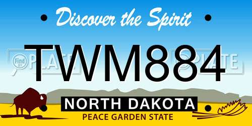TWM884 North Dakota License Plate