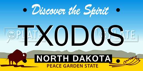TX0D0S North Dakota License Plate
