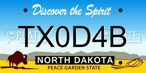 TX0D4B North Dakota License Plate
