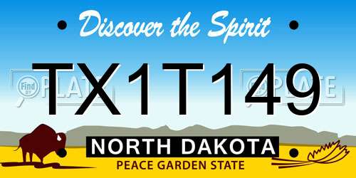 TX1T149 North Dakota License Plate