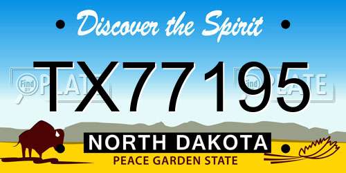 TX77195 North Dakota License Plate