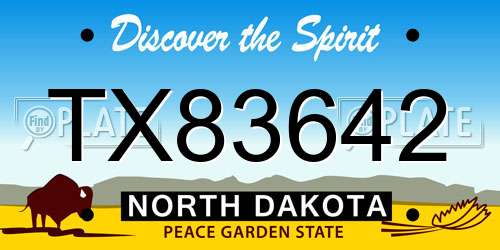 TX83642 North Dakota License Plate
