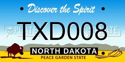 TXD008 North Dakota License Plate