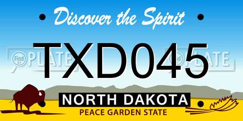 TXD045 North Dakota License Plate