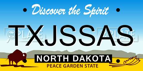 TXJSSAS North Dakota License Plate