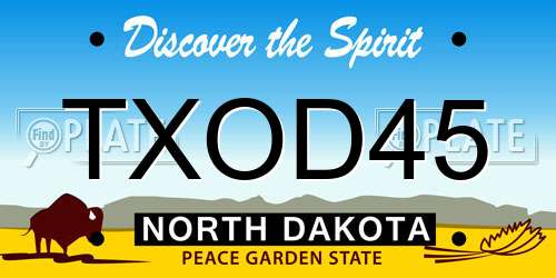 TXOD45 North Dakota License Plate