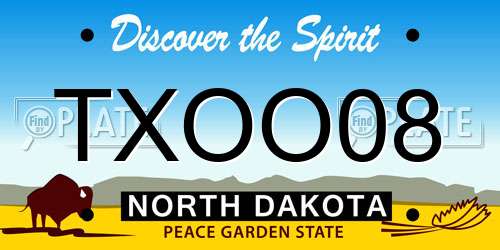 TXOO08 North Dakota License Plate