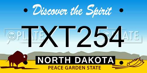 TXT254 North Dakota License Plate