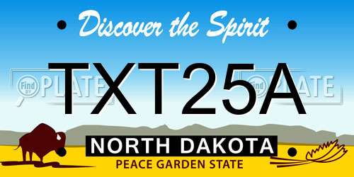 TXT25A North Dakota License Plate