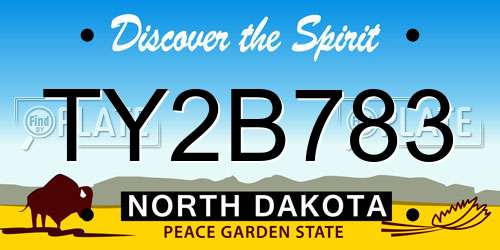 TY2B783 North Dakota License Plate