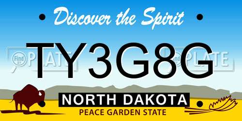 TY3G8G North Dakota License Plate