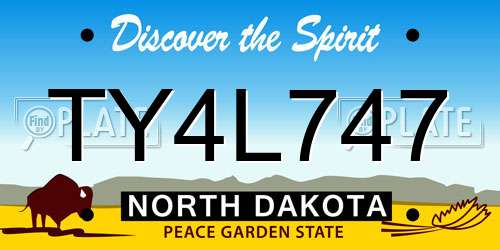 TY4L747 North Dakota License Plate