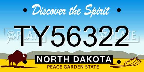 TY56322 North Dakota License Plate