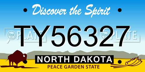 TY56327 North Dakota License Plate
