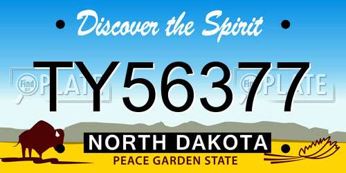 TY56377 North Dakota License Plate