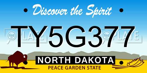 TY5G377 North Dakota License Plate