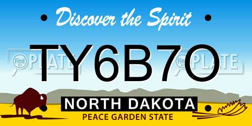 TY6B7O North Dakota License Plate