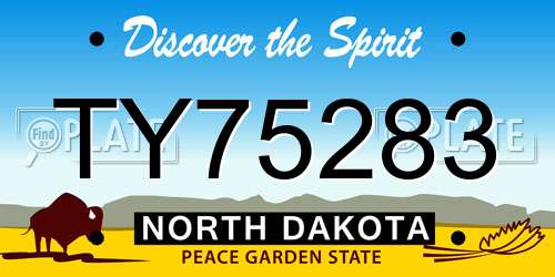 TY75283 North Dakota License Plate