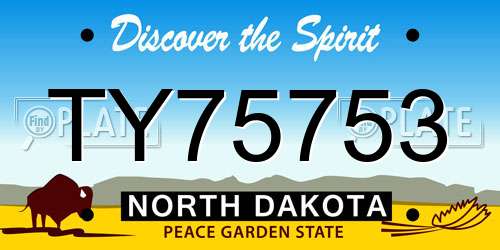 TY75753 North Dakota License Plate