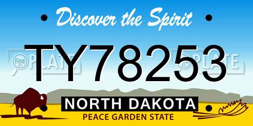 TY78253 North Dakota License Plate