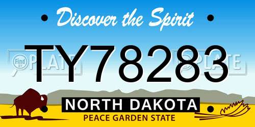 TY78283 North Dakota License Plate