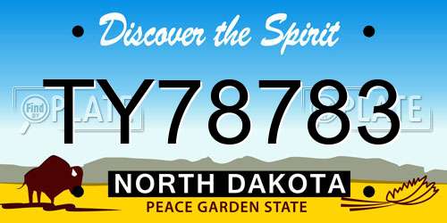 TY78783 North Dakota License Plate