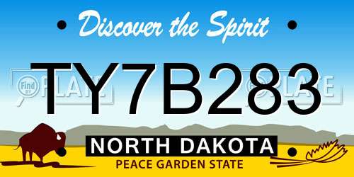 TY7B283 North Dakota License Plate