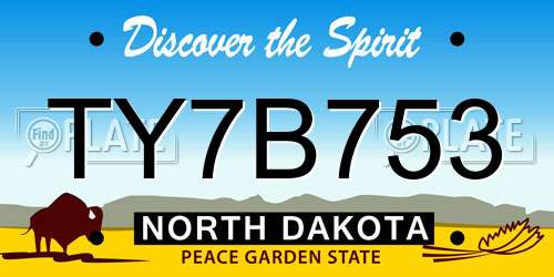 TY7B753 North Dakota License Plate