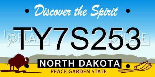 TY7S253 North Dakota License Plate